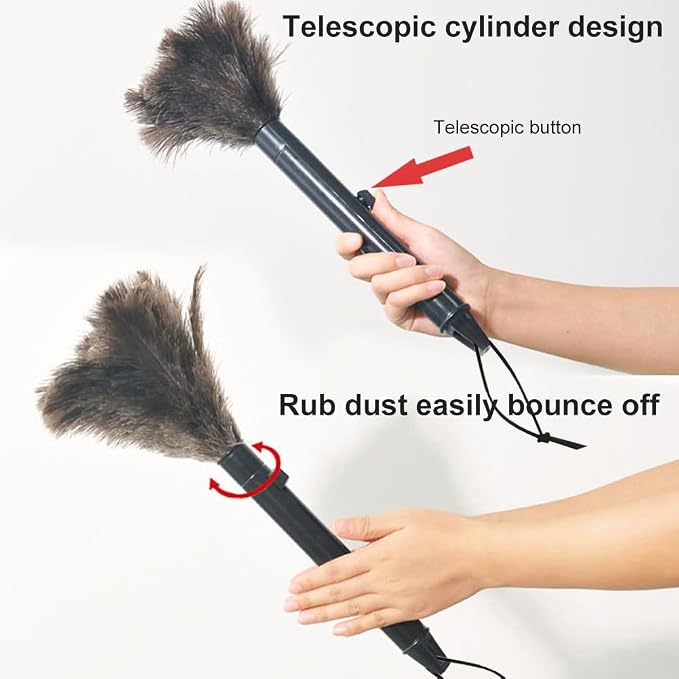 2pcs Ostrich Feather Duster for Cleaning, 9.8-16 inch Fluffy Natural - Image 4