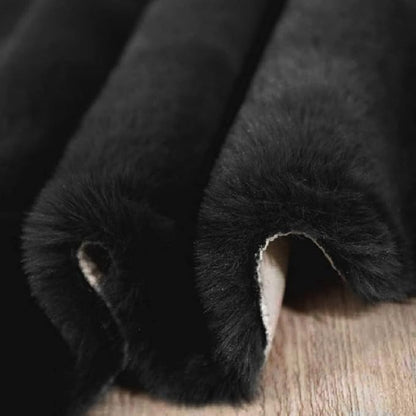 Black Faux Rabbit Washable Fur Area Rugs for Bedroom Small Fluffy 2x4 Fur Rug Chair Cushion Living Room Décor