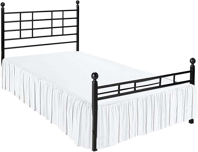 SlumberWell Full Bed Skirt with Split Corners, Soft Microfiber, 16 Inch Drop, White Solid, Elegant Ruffled Design