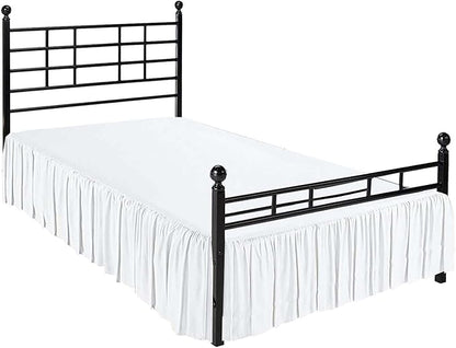 SlumberWell Full Bed Skirt with Split Corners, Soft Microfiber, 16 Inch Drop, White Solid, Elegant Ruffled Design