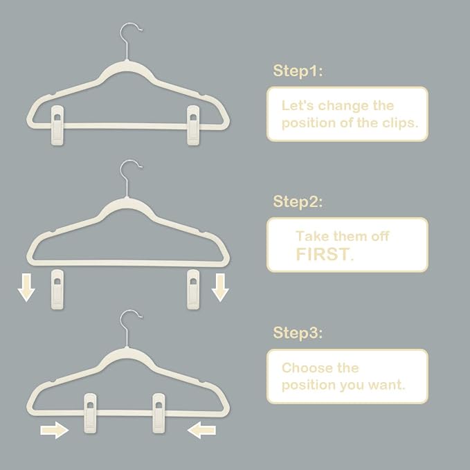 Beige Velvet Hanger Clips, Non-Slip Velvet Clip Work Perfectly - Image 7
