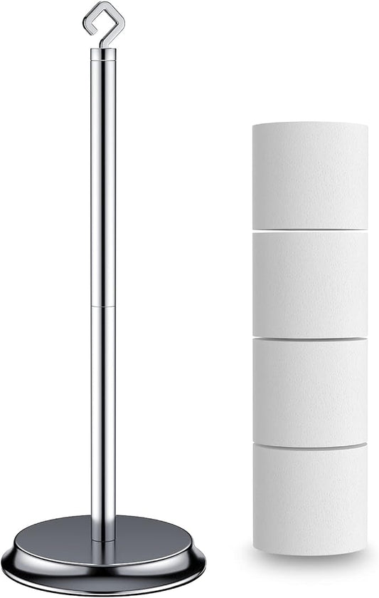 Toilet Paper Holder for Bathroom, Metal Free Standing Toilet Paper Storage by Kasunto