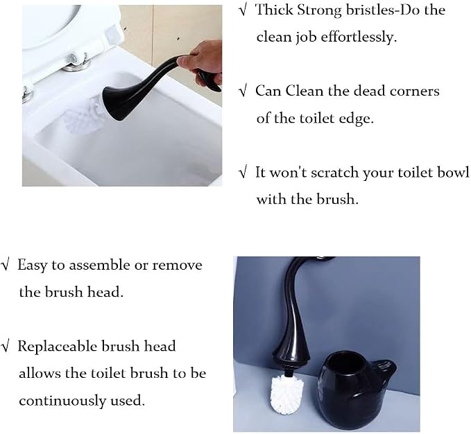 Ceramic Toilet Brush and Holder, Cute Bathroom Decor Toilet Bowl Brush - Image 3