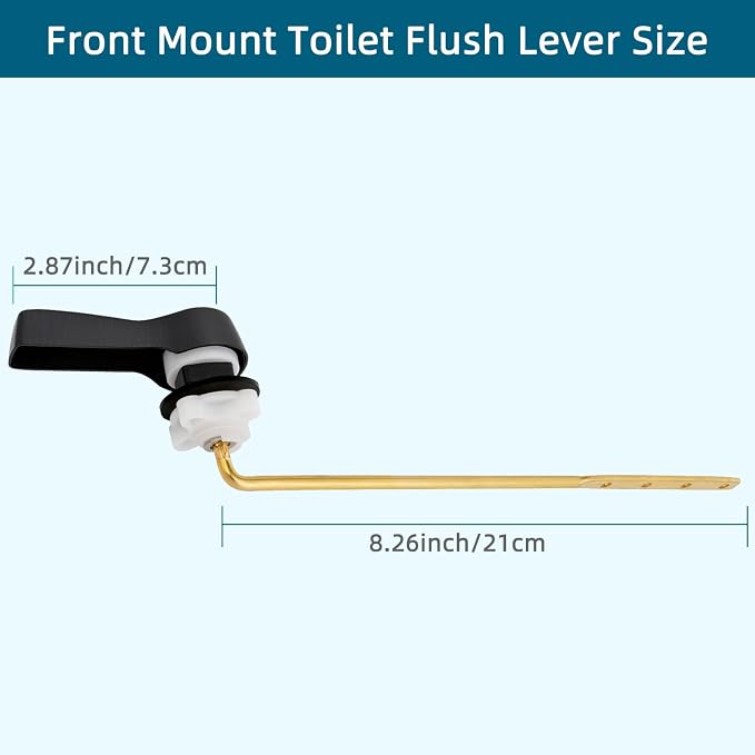 Hygie Rinse Metal Toilet Handle Lever Flush Replacement, Universal Front Mount - Image 2