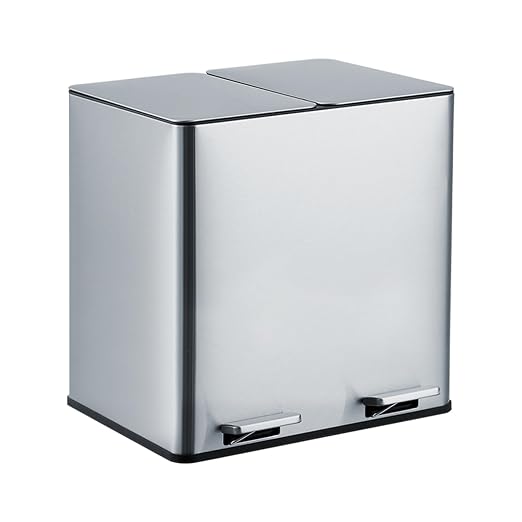 GarveeHome Dual Trash Can, 2x4 Gallon Stainless Steel Step Trash Can, by GarveeHome