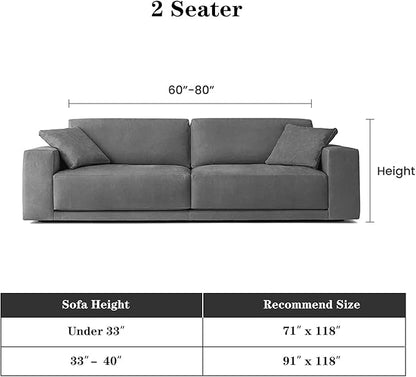 MEETSKY Sectional Couch Covers Sofa Slipcover Couch Protector Covers Universal Fit for Couch 2 Seat Thick Washable Modern Decor for Living Room, 91" x 118", Charcoal Gray