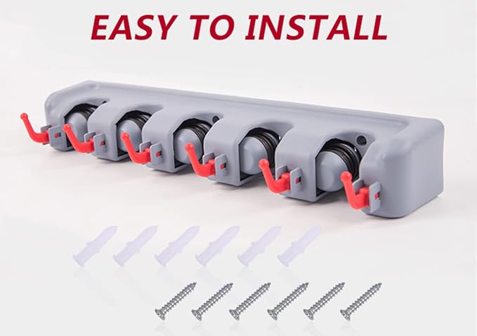 Broom and Mop Holder Wall Mount -Mop and Broom Storage Rack Wall Mounted - Image 4