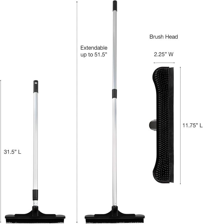 ForPro Extendable Salon Broom, Non-Scratch Rubber Bristles, Aluminum Handle - Image 4