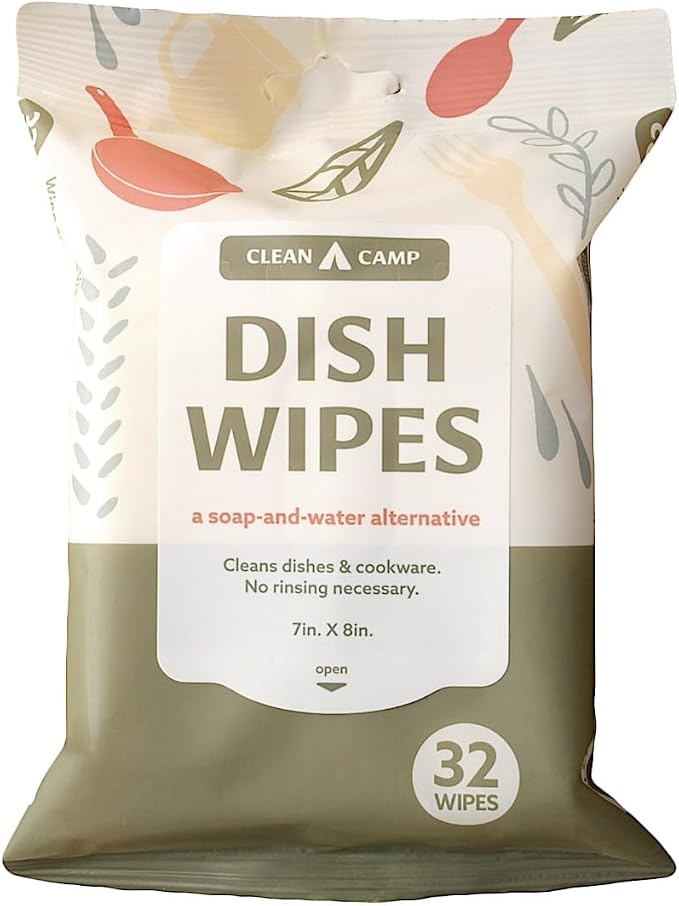 Dish Wipes | 100% Biodegradable Pre-Moistened Food-Safe Camp Kitchen Wipes | A by Unknown