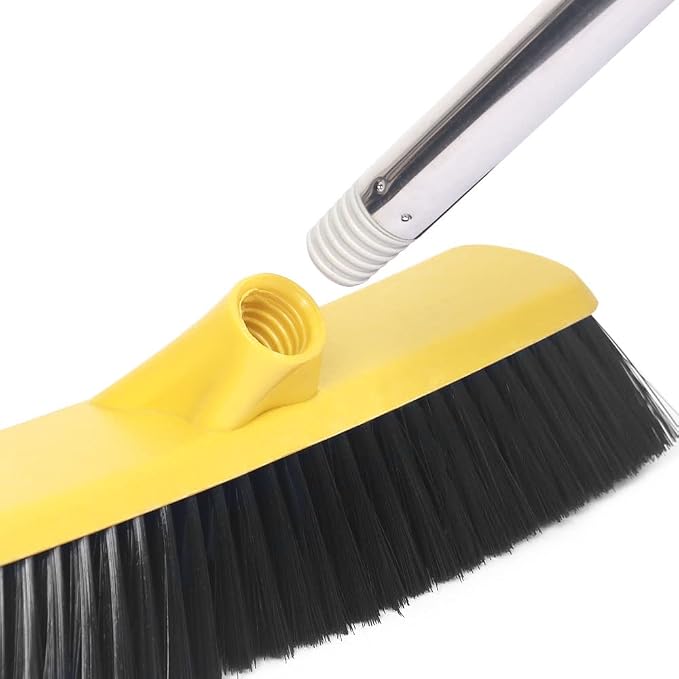 Push Broom with Long Handle, Floor Brush 49.6 inch Soft Bristle Broom 12.2" Wide - Image 4