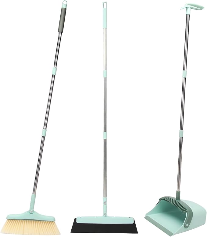 Broom and Dustpan Set, Squeegee Broom, Long Handle Broom and Dustpan Set by sayene