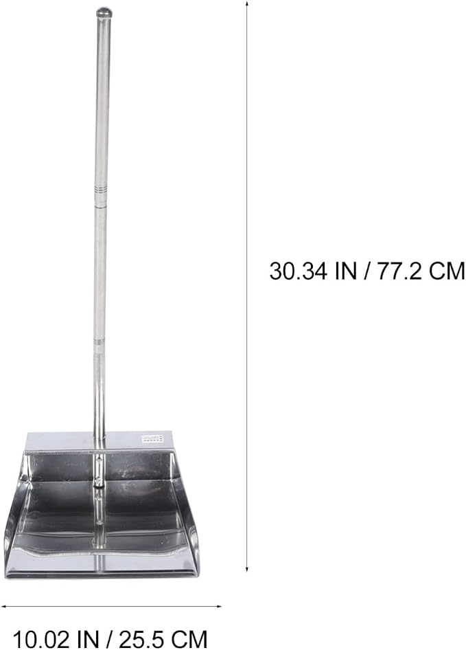 TOYANDONA Dust Pan with Handle, 30.4 inch Metal Upright Dustpan Stainless Steel - Image 2