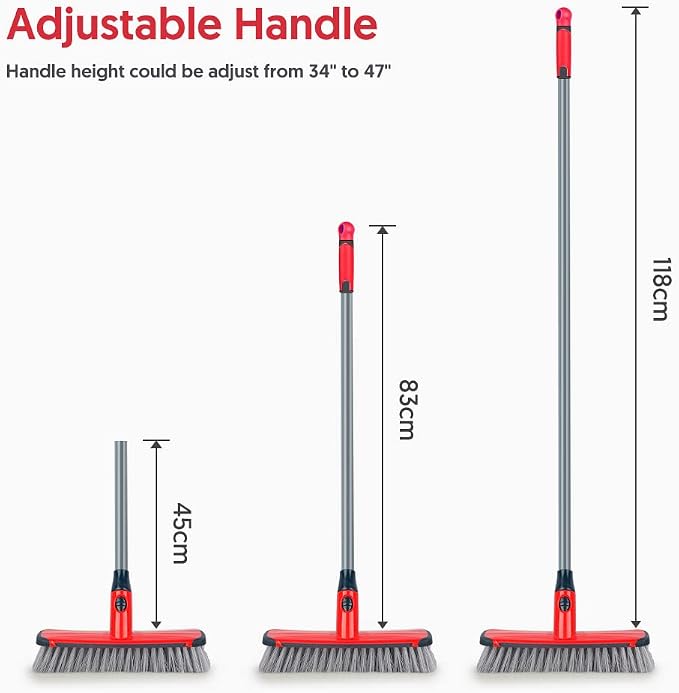 Floor Scrubber with Long Handle, 2 in 1 Scrubbing Brush Stiff Bristle Shower - Image 3