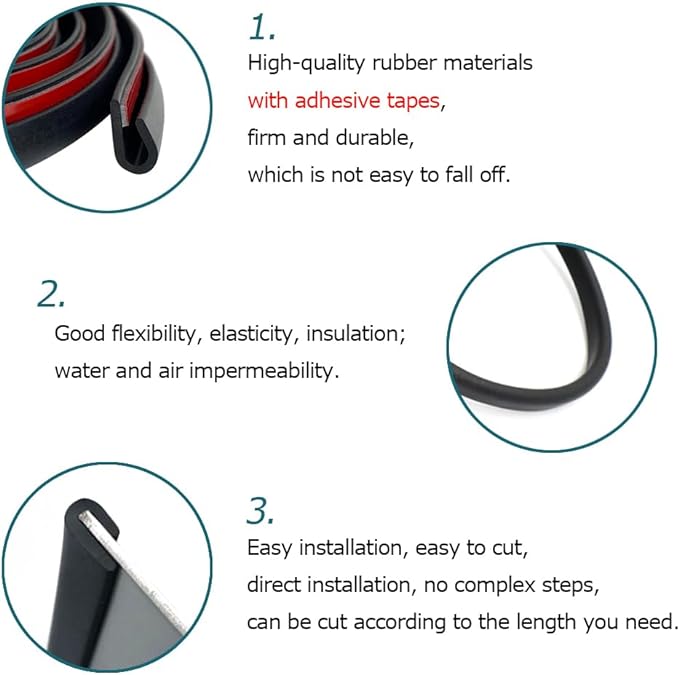 Rubber Edge Trim Black, U Channel Rubber Seal Strip - Image 3