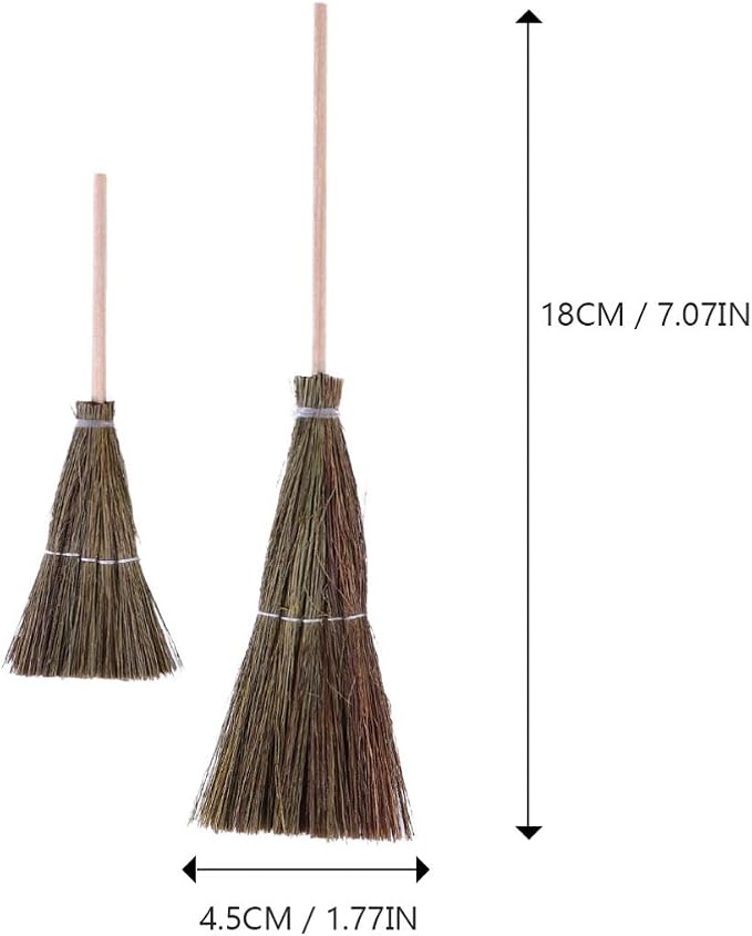 Mini Hand-Woven Decorative Broom 3.93X1.57X0.39In Dollhouse Accessory Lovely - Image 2