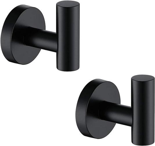 TASTOS Matte Black Bathroom Towel Coat Hook Stainless Steel, 2 Pack Robe by TASTOS