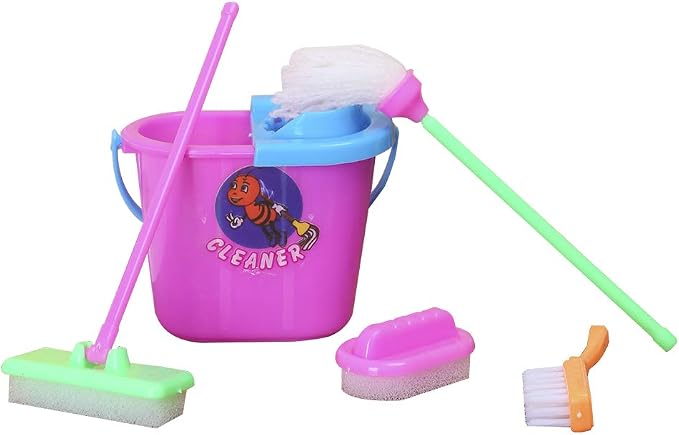 E-TING Miniature Mop Dust Pan, Plastic Bucket Doll Housework Cleaning Supplies - Image 3