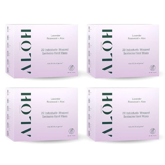 ALŌH Skin- Softening Sanitizing Hand Wipes – Lavender Rosewood + Aloe- 4 boxes by AL%C5%8CH