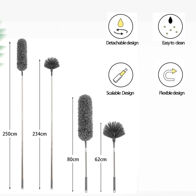 Cobweb Duster with Extension Pole, Ceiling Cobweb Cleaner Kit with 2 Duster - Image 2