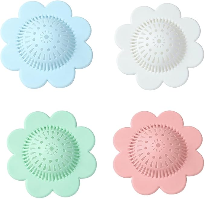 4PCS Drain Hair Catcher Shower Drain Covers Durable Silicone Hair Stopper by YUERFEILA