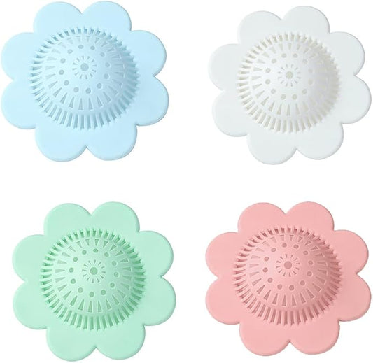 4PCS Drain Hair Catcher Shower Drain Covers Durable Silicone Hair Stopper by YUERFEILA
