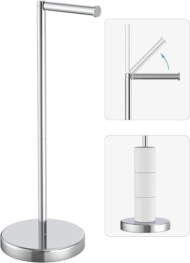 Chrome Toilet Paper Holder Stand, Freestanding Tissue Roll Holder by BathroomDecor