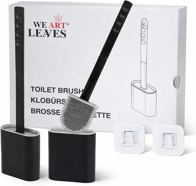 Modern Minimalist Silicone Black Toilet Brush by WeArtLeaves