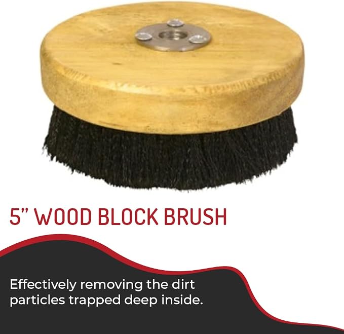 HI-TECH 5” Wood Block Brush – Carpet & Upholstery Shampoo Tool - Image 2