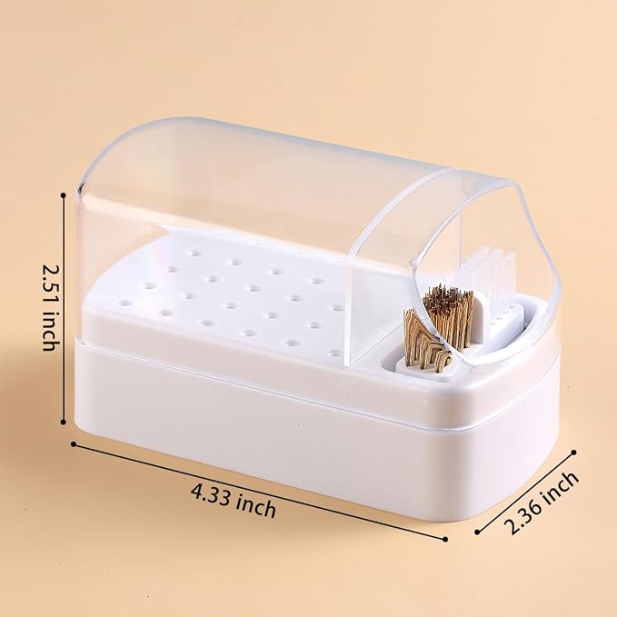 2 in 1 Nail Drill Bit Holder and Nail Drill Bits Cleaner Brush Case, 30 Holes - Image 2