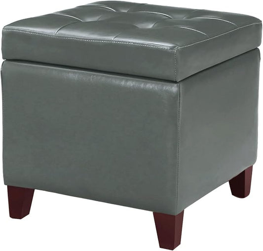 Adeco Bonded Leather Square Tufted Cubic Cube Footstool, by Adeco