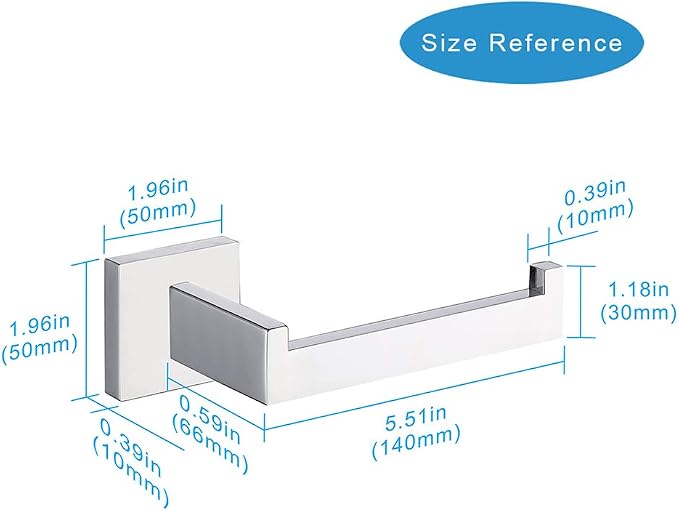 TASTOS Polished Chrome Toilet Paper Holder SUS304 Stainless Steel, Modern - Image 6