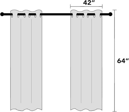 PrinceDeco Linen Texture Curtains 100% Blackout Curtains 64 inch Long 2 Panels Set Full Blackout Linen Curtains with Thermal Insulated Liner Noise Reducing, 42" Wide,64" Length,Bleached Sand