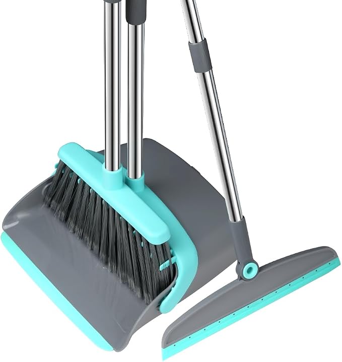 Upgrade Broom and Dustpan Set, Silicone Broom, Long Handle Broom by MICHAO