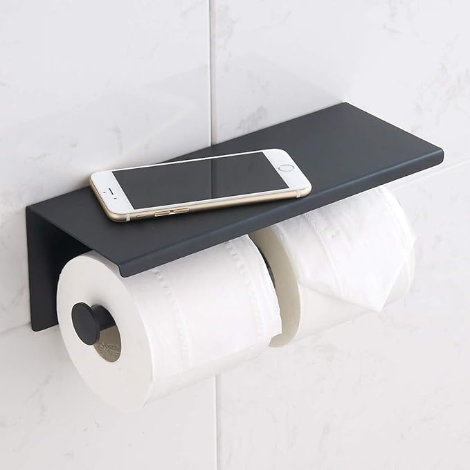 BGL 304 Stainless Steel Double Toilet Paper Holder Wall Mounted Matte Black Two - Image 2