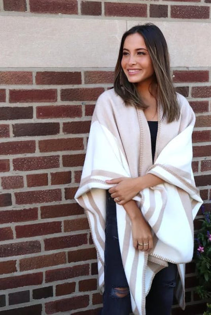 Moss Rose Women's Travel Plaid Shawl Wrap Open Front Poncho Cape for Fall Winter