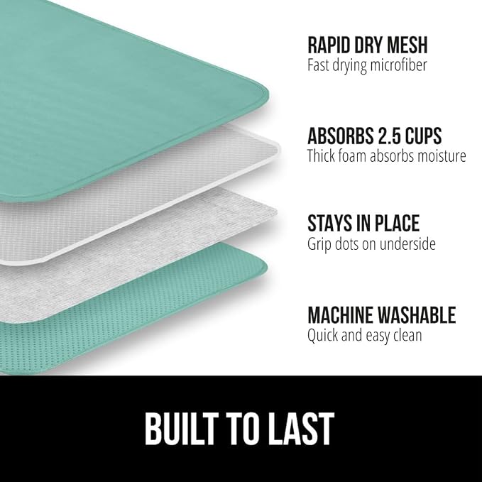GORILLA GRIP Ultra Water Absorbent Microfiber Dish Drying Mat, Quick Dry Thick - Image 2