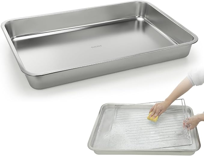 LANMU Stainless Steel Oven Rack Cleaning Tray, Large Capacity Soaking Tray by LANMU