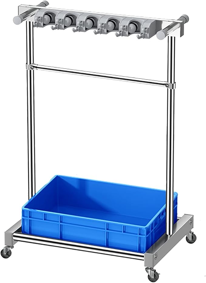 Movable Mop Broom Holder Put Wet Mops Floor Standing Cleaning Tool Rack by Unknown