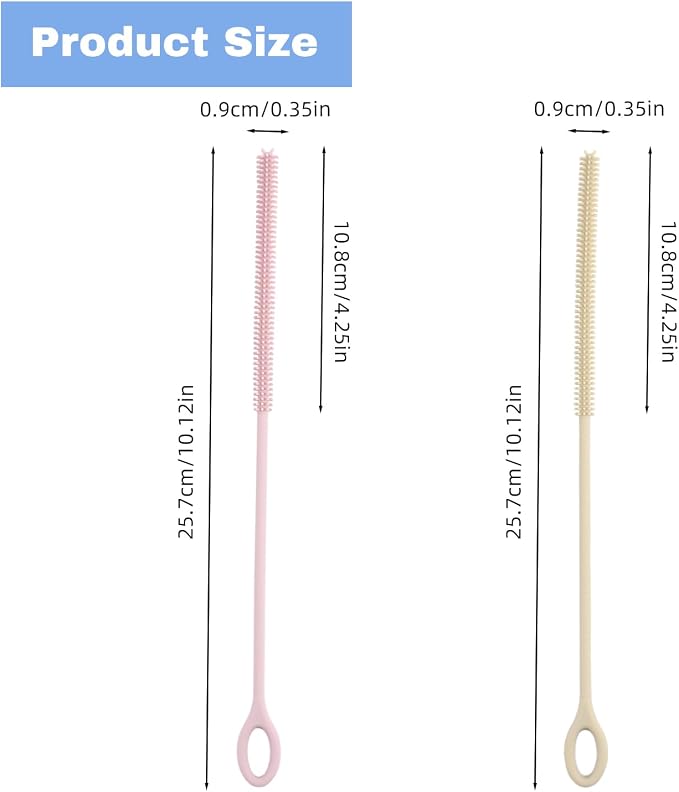 4Pcs Reusable Silicone Straw Cleaner Brush Extra Long, Soft Bendable, Non-Slip - Image 2