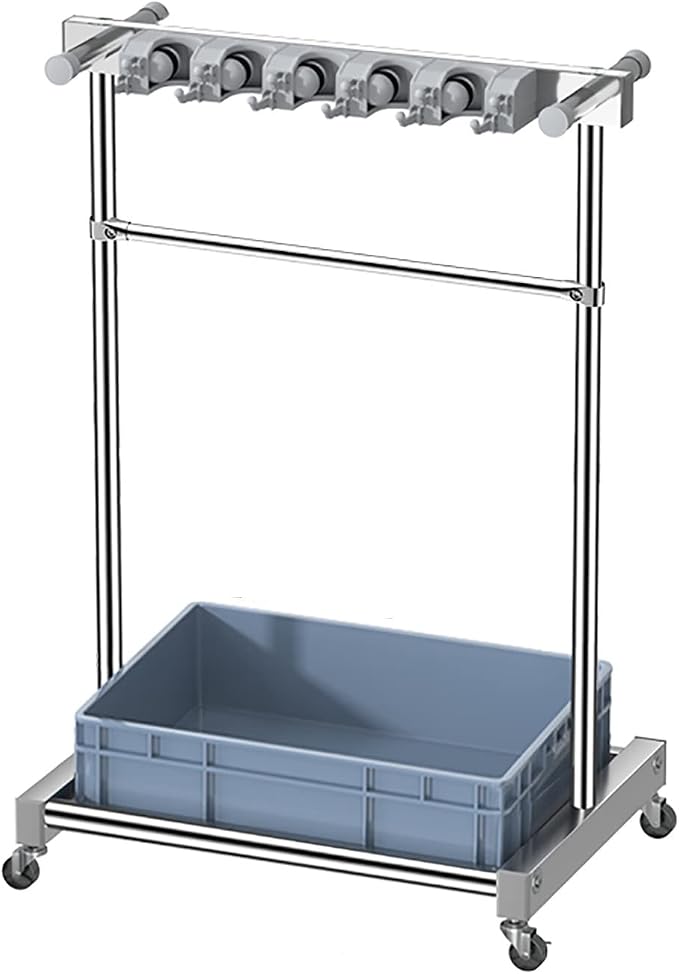 Movable Mop Broom Holder Put Wet Mops Floor Standing Cleaning Tool Rack by Unknown