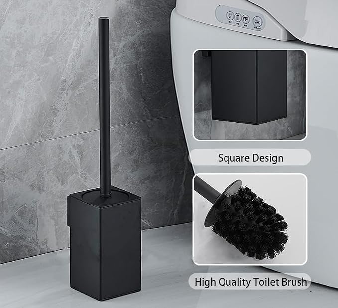 Toilet Bowl Brush Holder Square, Stainless Steel Square Wall Mounted Toilet - Image 3