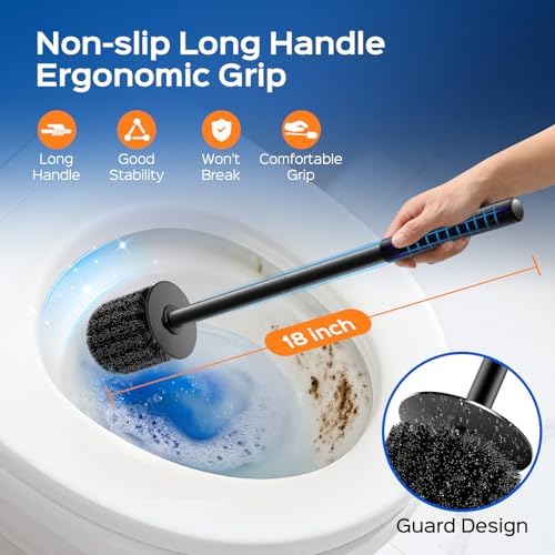 HAMITOR Black Toilet Bowl Brush: Metal Rustproof Bathroom Cleaning Accessories - Image 5