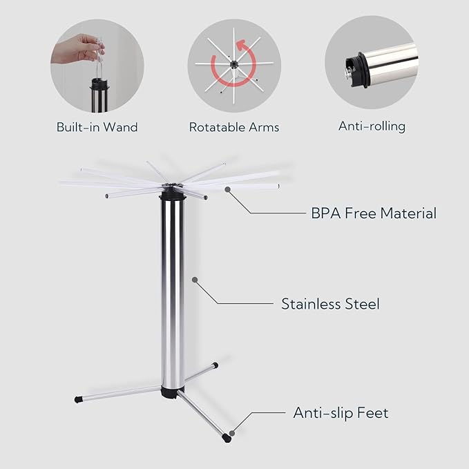 KITCHENDAO Collapsible Pasta Drying Rack, Foldable - Image 4