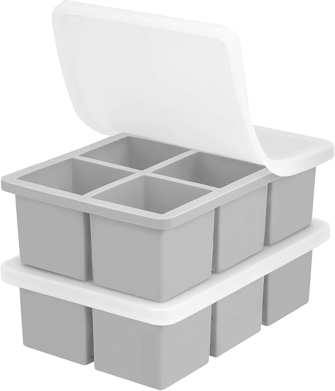 Large Silicone Ice Cube Tray 2Pack, SAWNZC Big Square Ice Cube Molds by SAWNZC