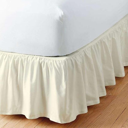 SlumberWell Full Bed Skirt with Split Corners, Soft Microfiber, 15 Inch Drop, Ivory Solid, Elegant Ruffled Design