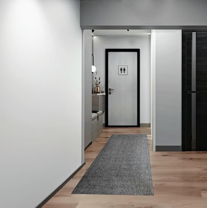 sigun Modern Non-Slip Hallway Runner Rug – Washable, Stain-Resistant & Custom Size – Durable Indoor/Outdoor Carpet for Entryway, Kitchen, Porch, Balcony, Patio & Garage – High-Tra | Dark Gray - 4 x 29