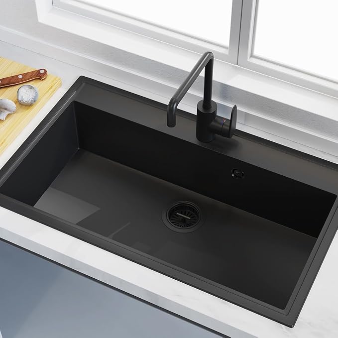 KONE Black Kitchen Sink Drain Matte Black Sink Strainer 3-1/2 Inch Drain - Image 7