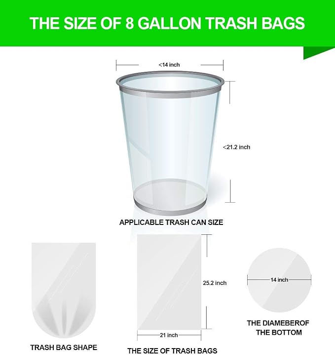 FORID Clear Medium Garbage Bags – 8 Gallon Plastic Trash Bags 30 Liter - Image 6