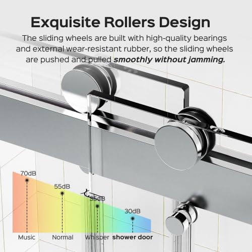 Shower Door 56–60 in W x 76 in H, 3/8" Tempered Glass Double Sliding Shower Door - Image 2