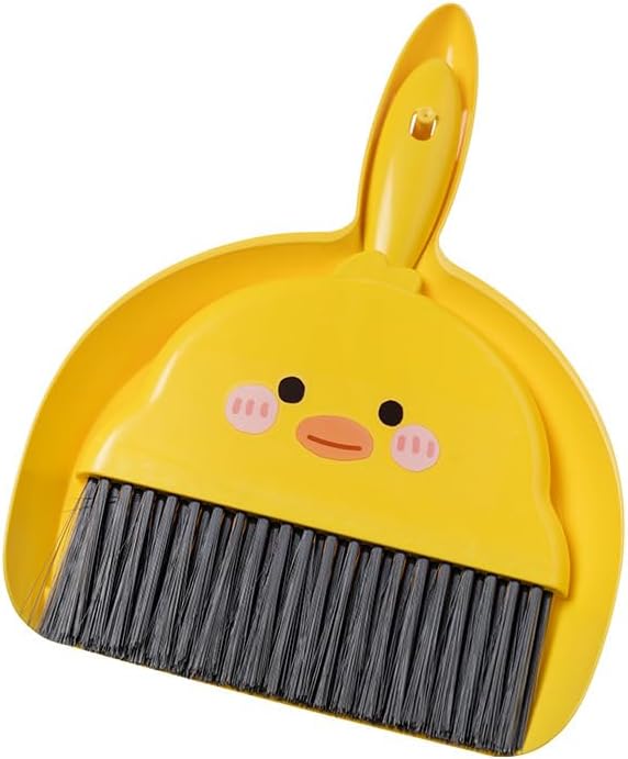 Small Broom and Dustpan Set, Cute Little Yellow Hand Mini Broom and Dustpan Set by LUOKER